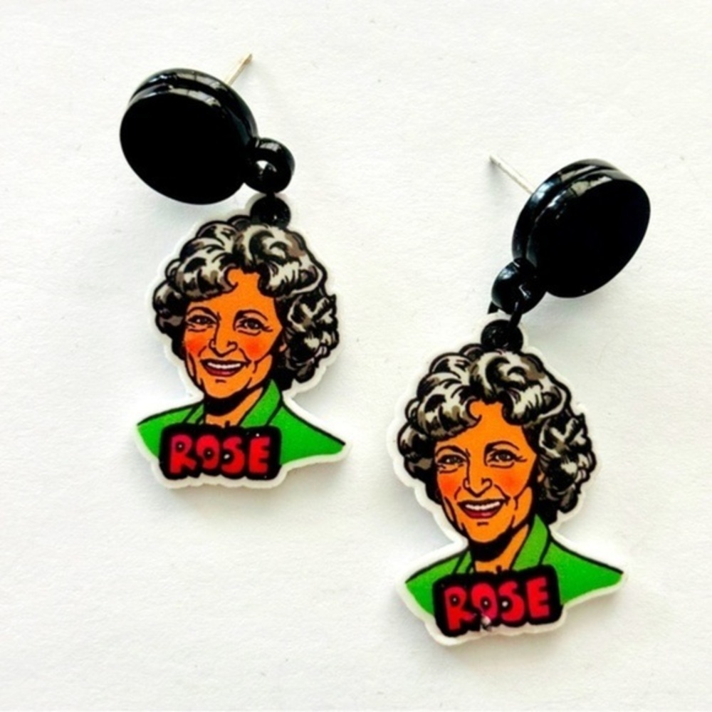 Rose Nylund Golden Girls Acrylic earrings, NWT, Unworn